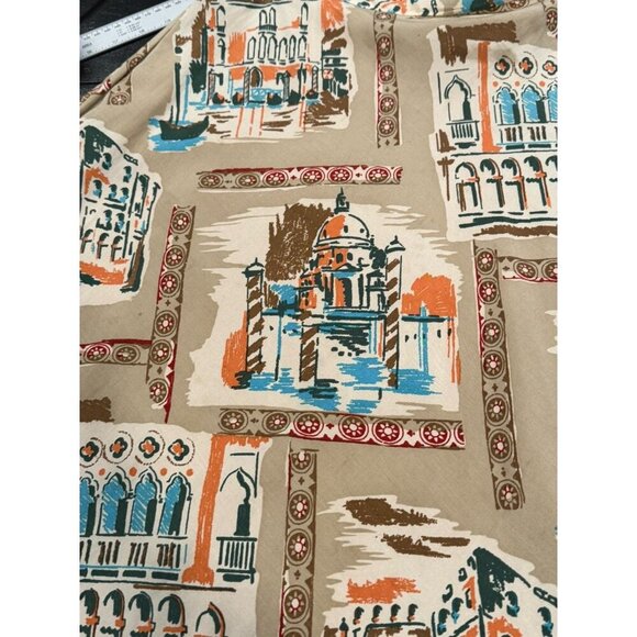 Vintage Kate Hill Size 10P Venice Italy Print Silk Blend Travel Artsy Midi Skirt - Picture 5 of 15